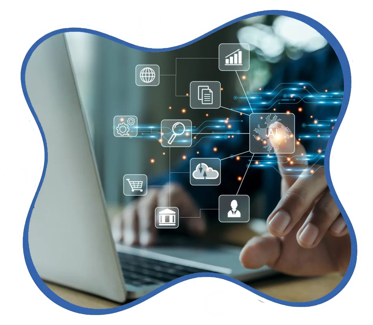 PeakConnector CRM dashboard showing AI-driven marketing and sales automation features for businesses.