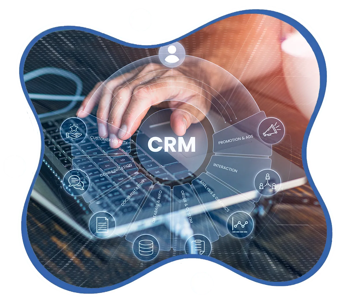PeakConnector CRM dashboard showing AI-driven marketing and sales automation features for businesses.