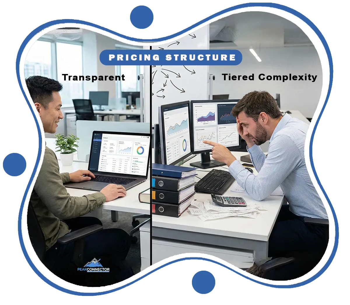 PeakConnector CRM dashboard with AI tools for automating marketing and sales tasks.