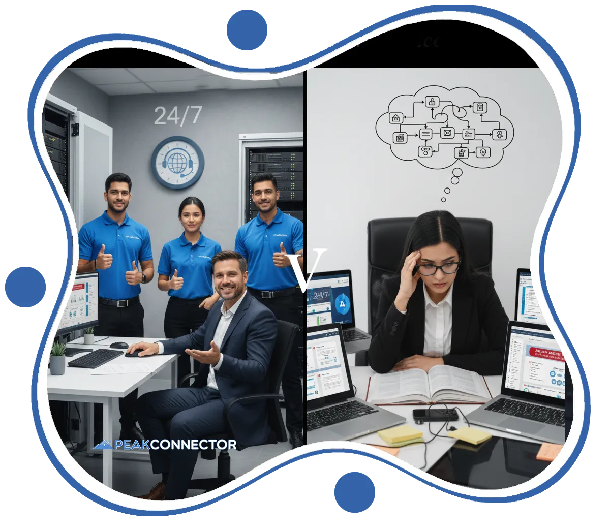 PeakConnector CRM dashboard with AI tools for automating marketing and sales tasks.