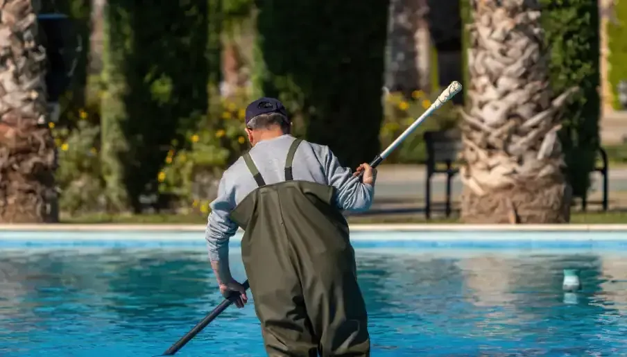 Person Cleaning Pool