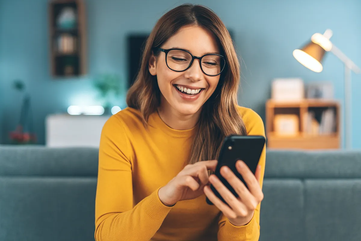 Customer using mobile app interface showcasing Time To Scale's website management and marketing automation features on-the-go.