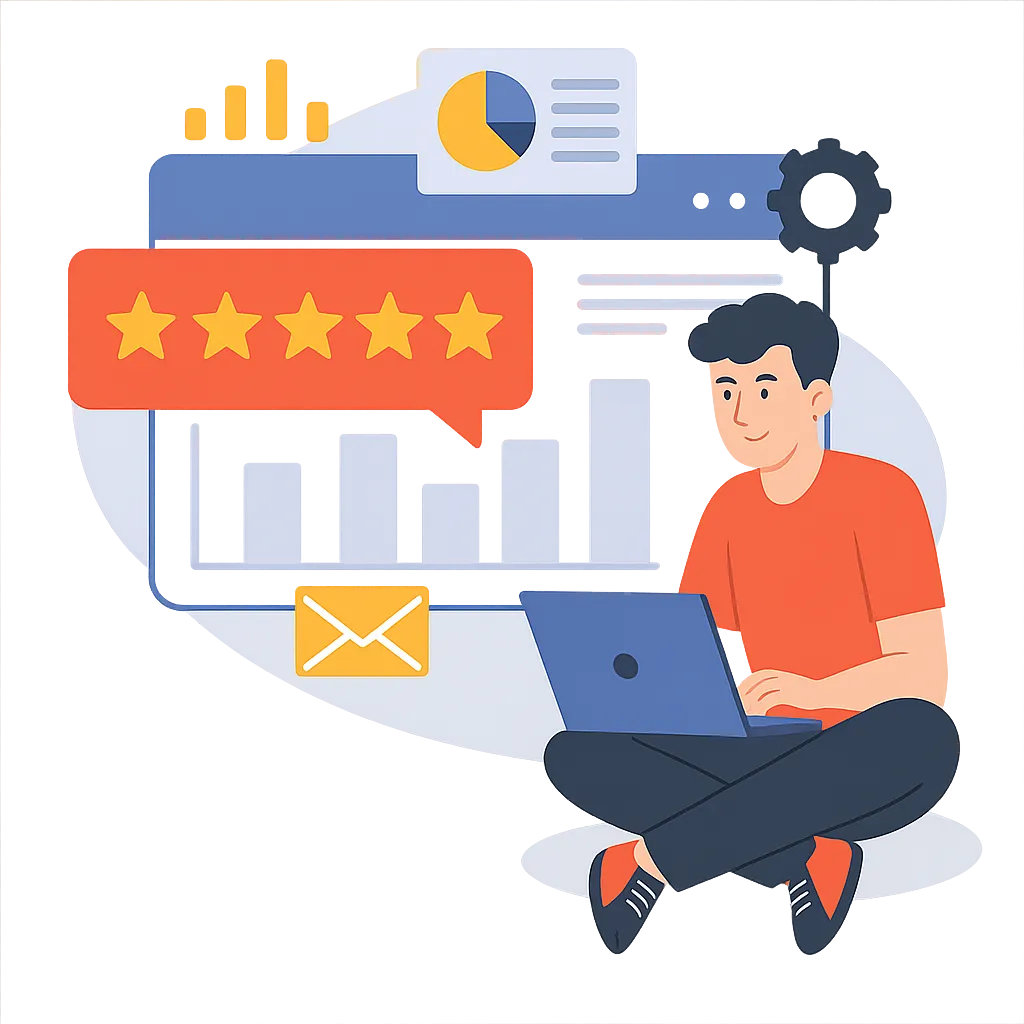Mobile app interface showcasing Time To Scale's web management and marketing automation features. Connect anywhere, anytime.