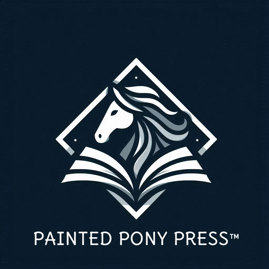 Watercolor drawing of a painted pony, moon, and child reading