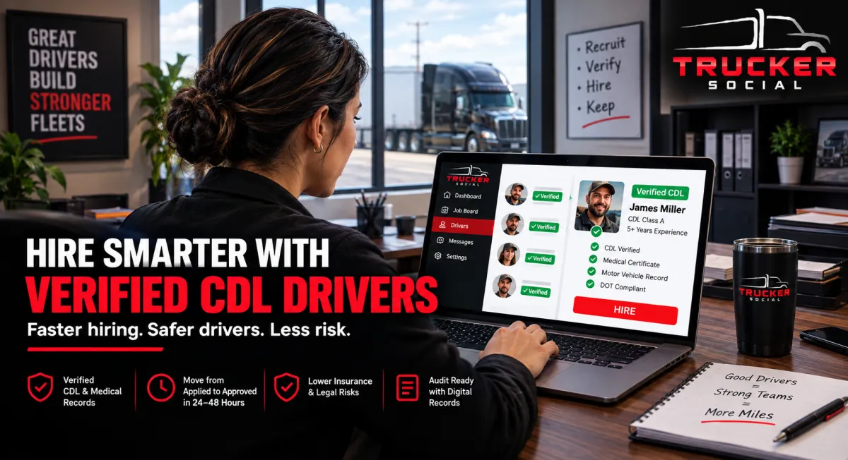 This image is about hiring smarter through verified CDL drivers and how it works.