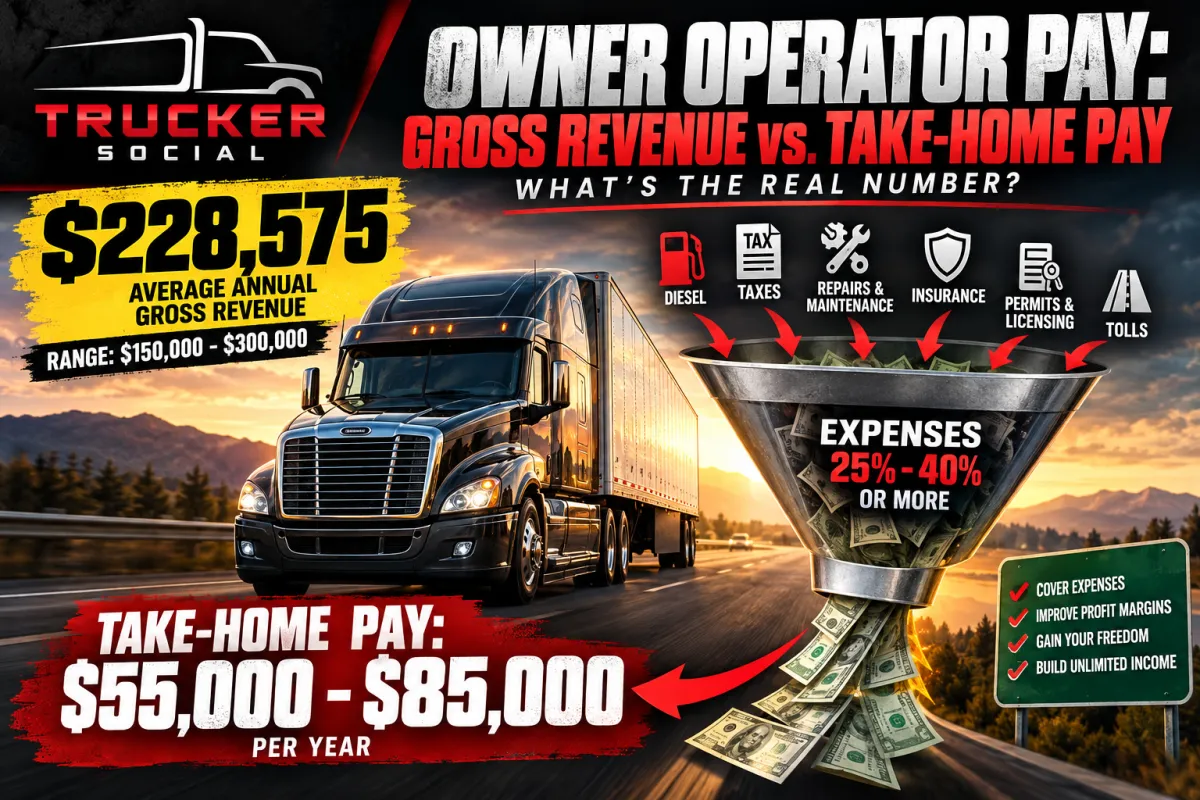 This image is about the owner operator pay and how much they earn per year