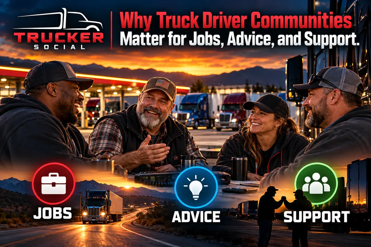 The image describes the title of the article, which is about truck driver communities.