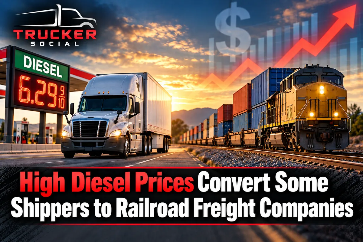 This image shows the cost of diesel and how shippers are turning to railroad companies as a result.