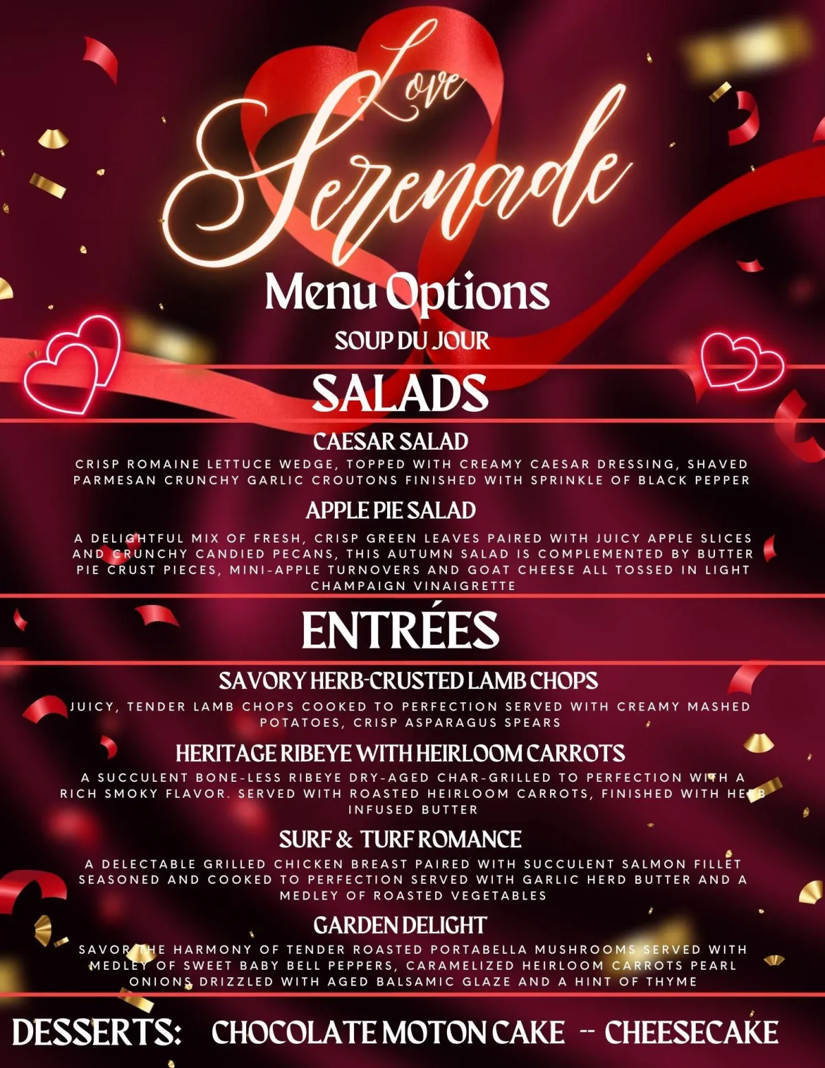 Love Serenade Menu