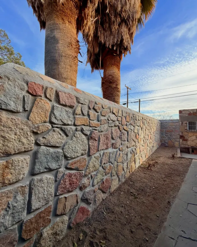 Natural stone property wall El Paso
