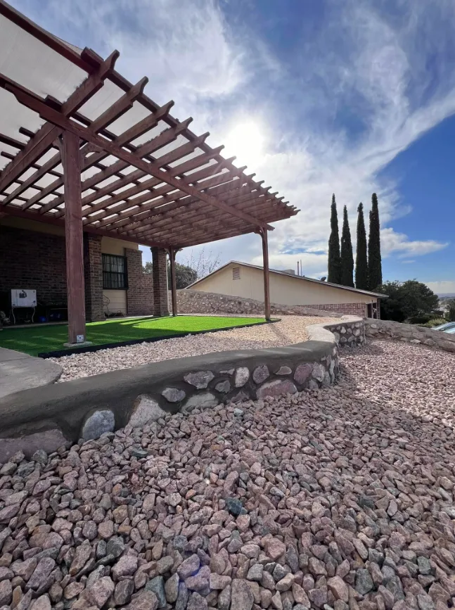 New turf installation under pergola El Paso