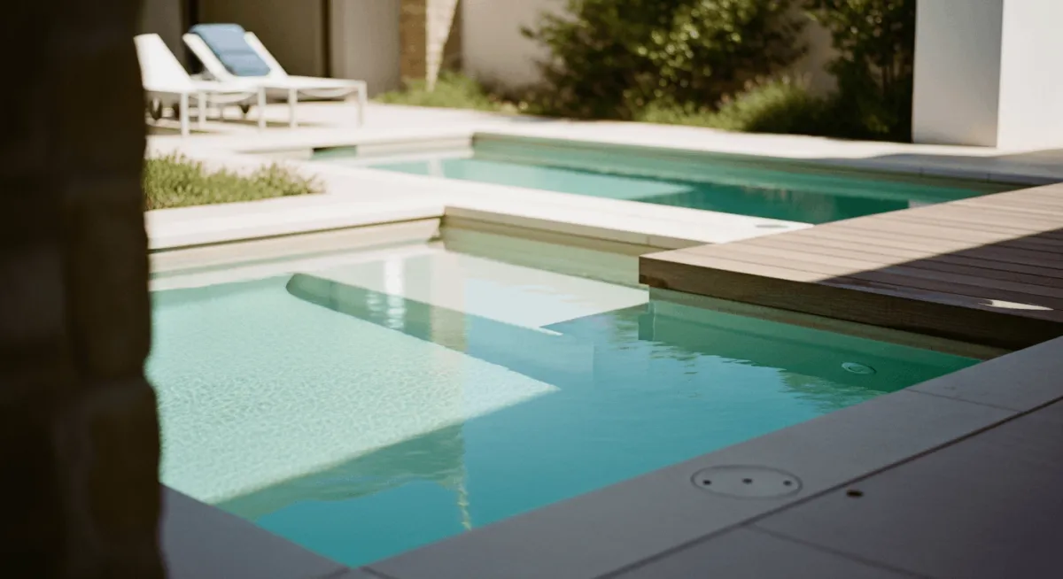 Plunge pool $25K-$45K compact design 12'x7' to 20'x10' for St. Augustine city lots and beach properties, smaller urban yards and coastal properties, cooling off without driving to beach, perfect for families, post-work relaxation, entertaining, saltwater options for beachfront properties