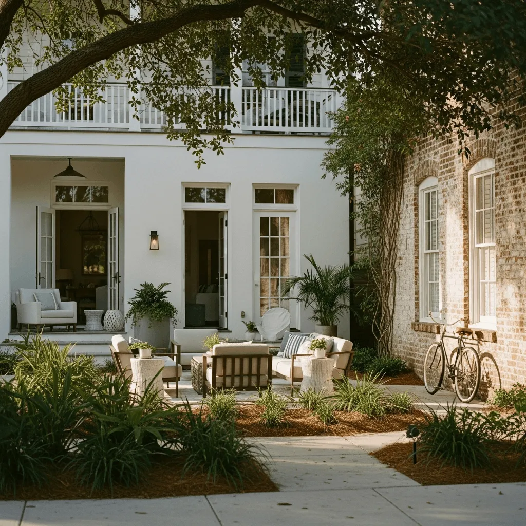 Complete St. Augustine property with historic charm featuring courtyard outdoor living space matching home interior, reflecting lifestyle the city offers inside and outside whether historic charm, beach living, or suburban comfort