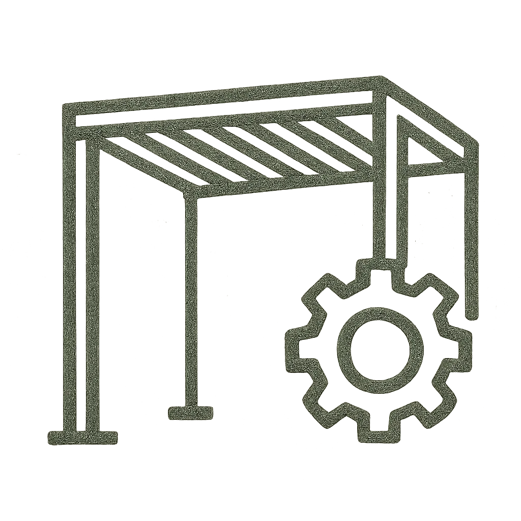 Pergola with a gear icon representing the outdoor entertaining lifestyle in Florida communities.