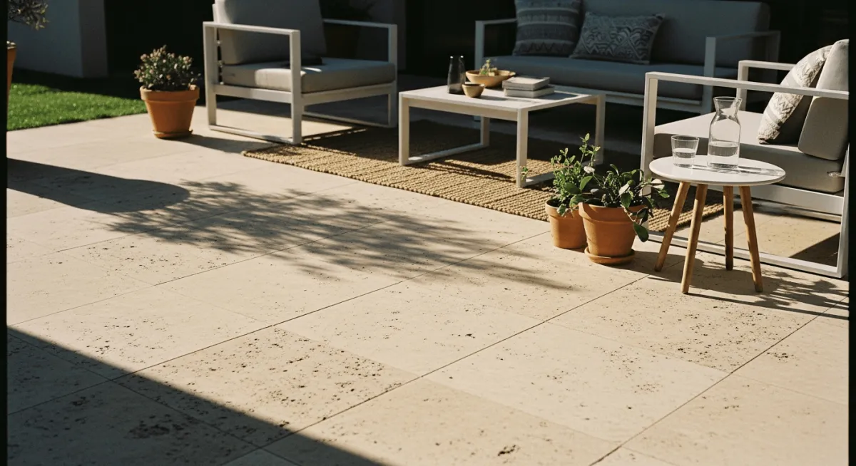 Travertine patio renovation $8K-$35K with salt-air resistant stone staying 20-30°F cooler than concrete, critical for St. Augustine beach and coastal properties with afternoon sun intense heat, barefoot-friendly premium finish matching historic city quality, typical 400-800 sq ft patio