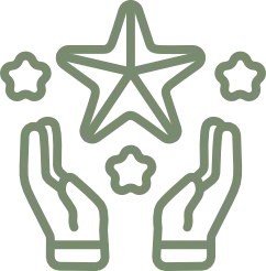 Hands holding a sun and starfish icon representing Florida's climate and weather challenges.