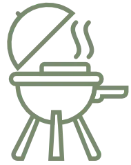 Kettle grill icon for outdoor kitchen cooking equipment.