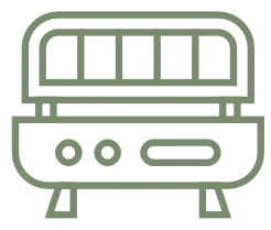 Cabinet drawers icon for weatherproof outdoor kitchen storage.