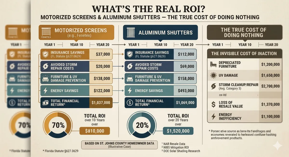What's the Real ROI? Motorized Screens, Aluminum Shutters & the True Cost of Doing Nothing