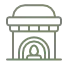Classical fireplace icon representing natural stone options like flagstone, bluestone, and limestone.