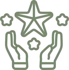 Thumbs up and document icon representing the benefits of travertine pavers, including heat reflection and salt resistance.