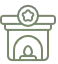 Stone fireplace mantle icon representing natural stone, brick, and stucco finishes.