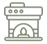 Modern fireplace icon representing gas fire pits, inserts, and linear fireplace designs.