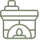 Fireplace icon with a flame representing natural gas, propane, and wood-burning fuel sources.