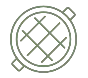 Circular grate icon for outdoor kitchen gas, plumbing, and electrical utilities.
