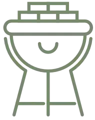 BBQ grill icon for outdoor kitchen preparation and sink areas.