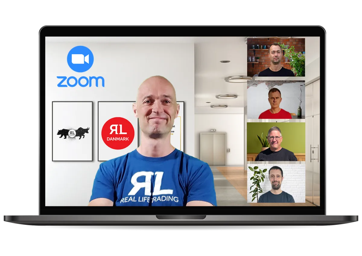 Billede af computer med teksten: ''Medlem Real Life Trading Danmark''