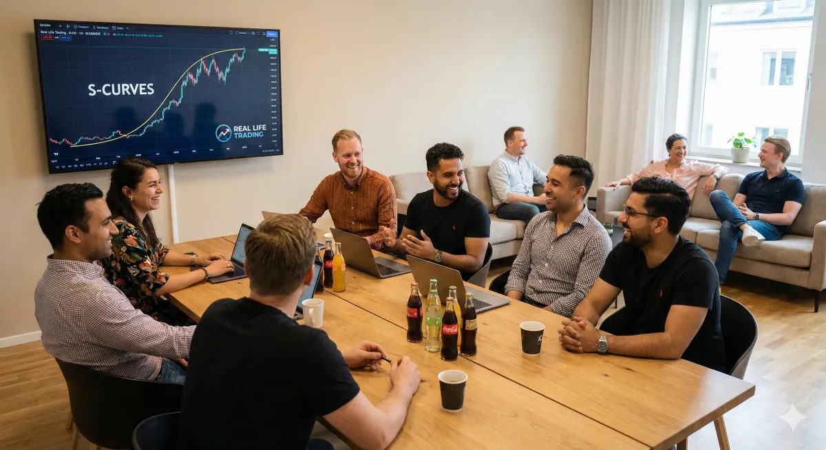 Billede af computer med teksten: ''Medlem Real Life Trading Danmark''