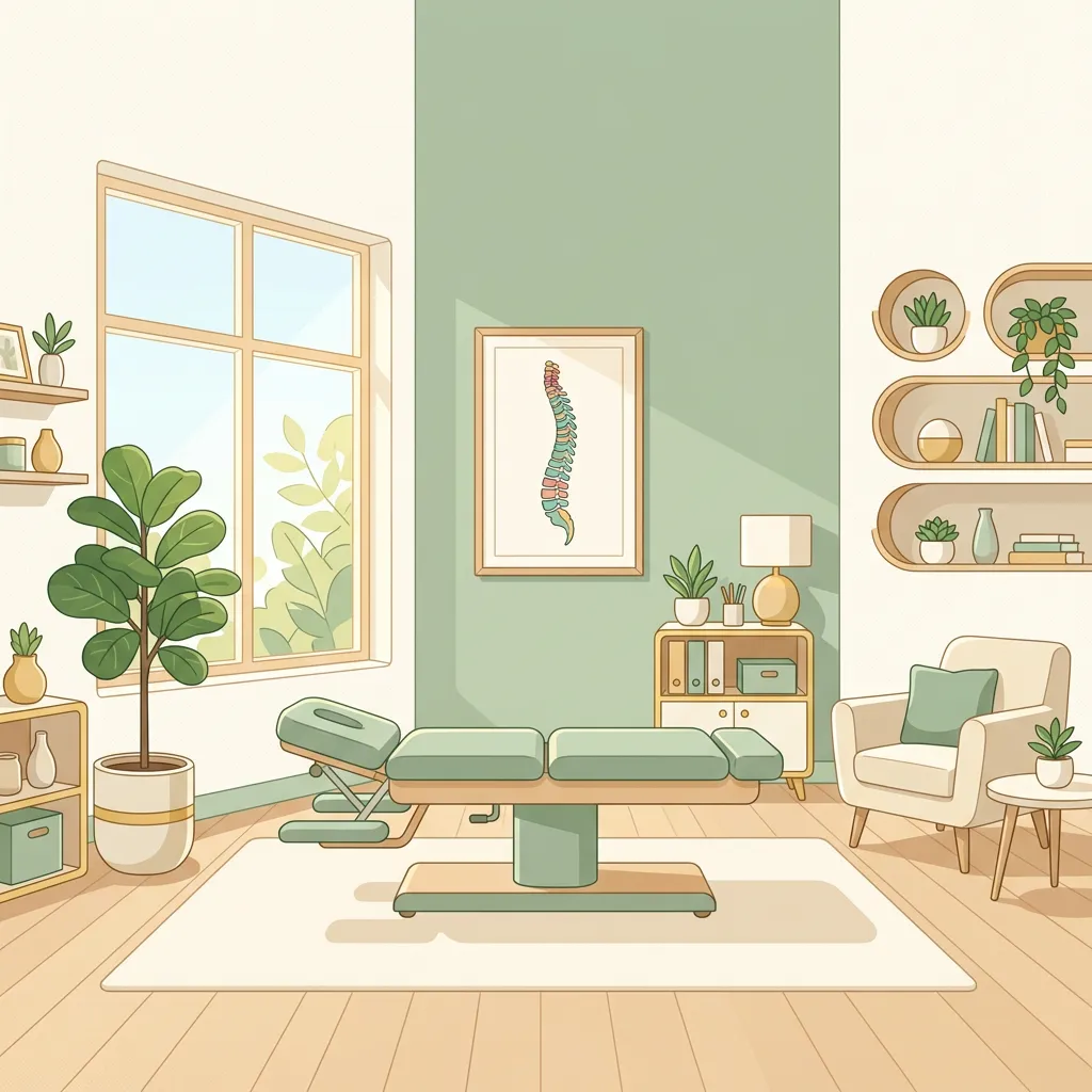 Calm, modern treatment room