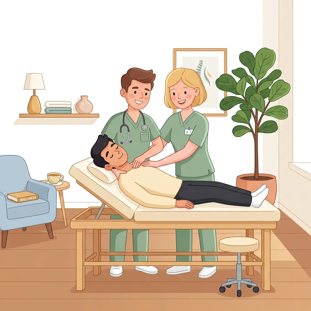 Friendly chiropractic clinic illustration