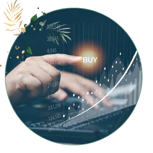 Hand clicking buy button