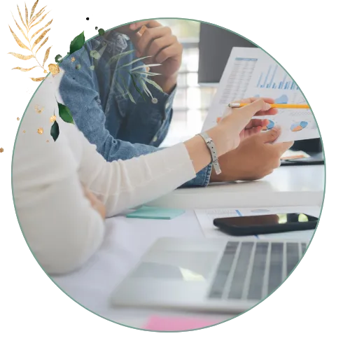 Two people reviewing documents