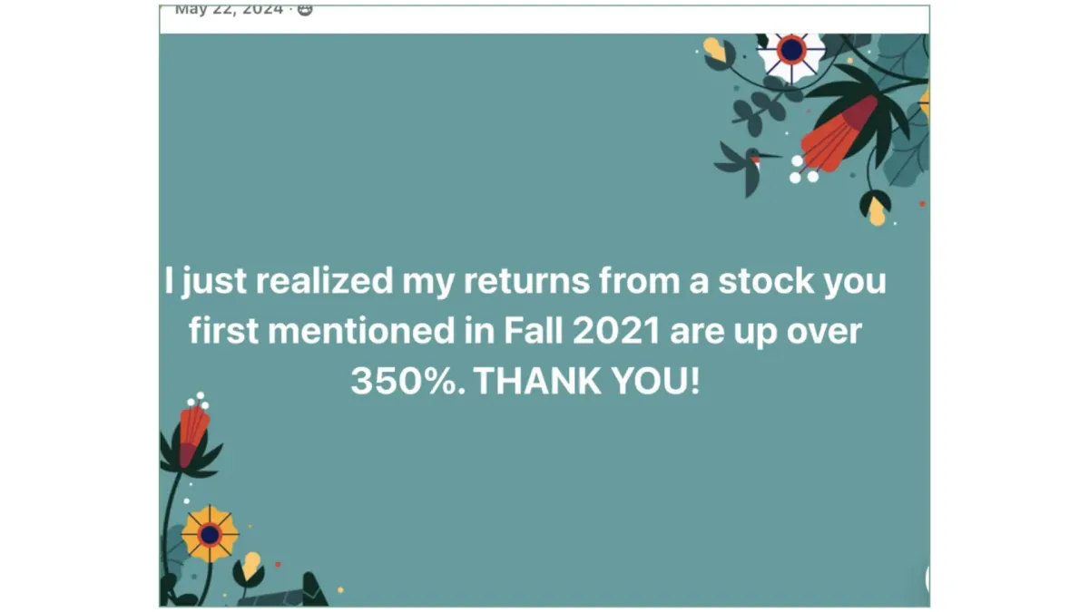 Screenshot of Facebook status