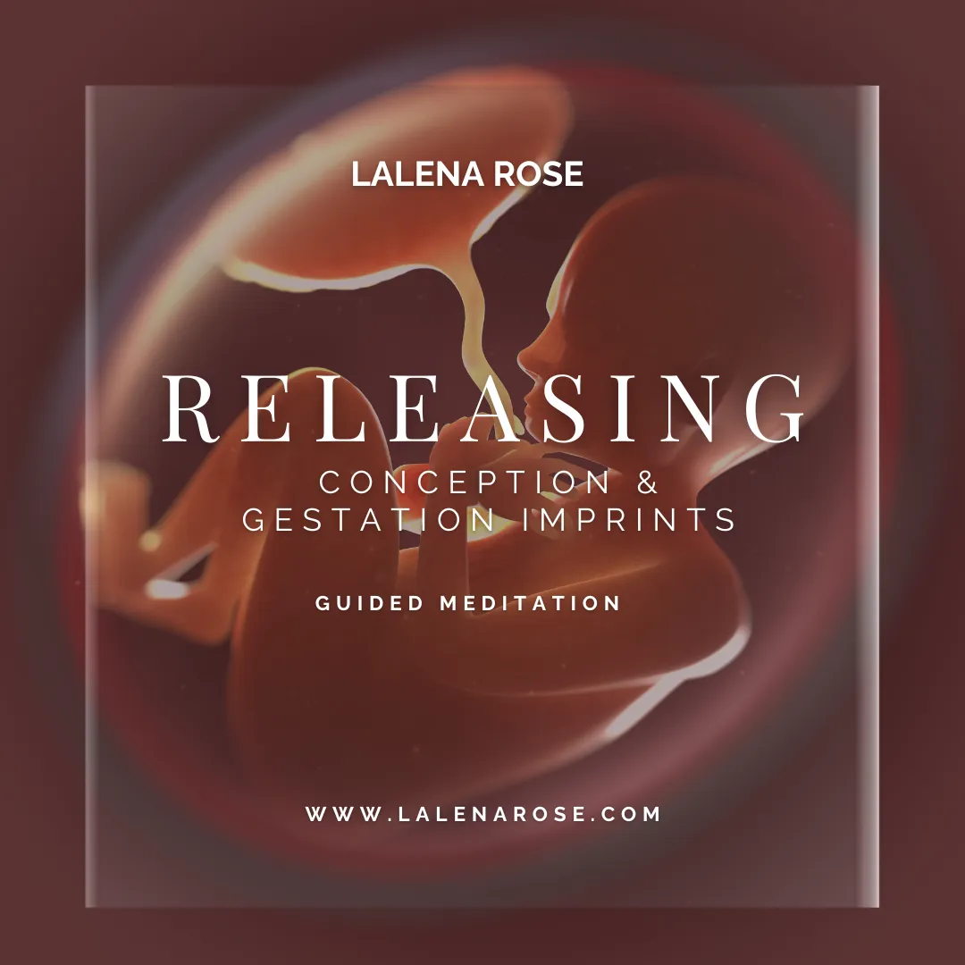 Releasing Conception and Gestation Imprints guided meditation cover featuring a womb and unborn child, symbolizing deep healing of early life trauma, womb imprints, and ancestral patterns. Ideal for those seeking to release energetic imprints, reconnect with their origins, and embrace a new level of feminine embodiment.