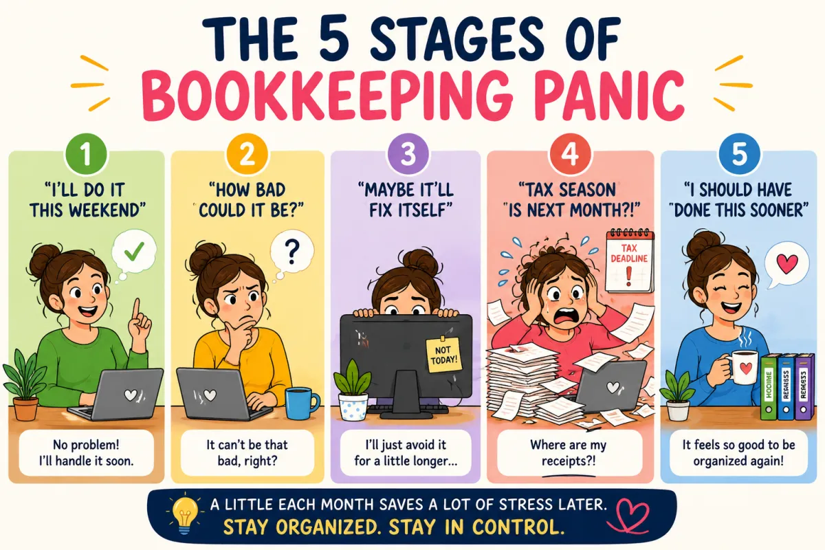 The 5 Stages of Bookkeeping Panic (And How to Avoid Them)