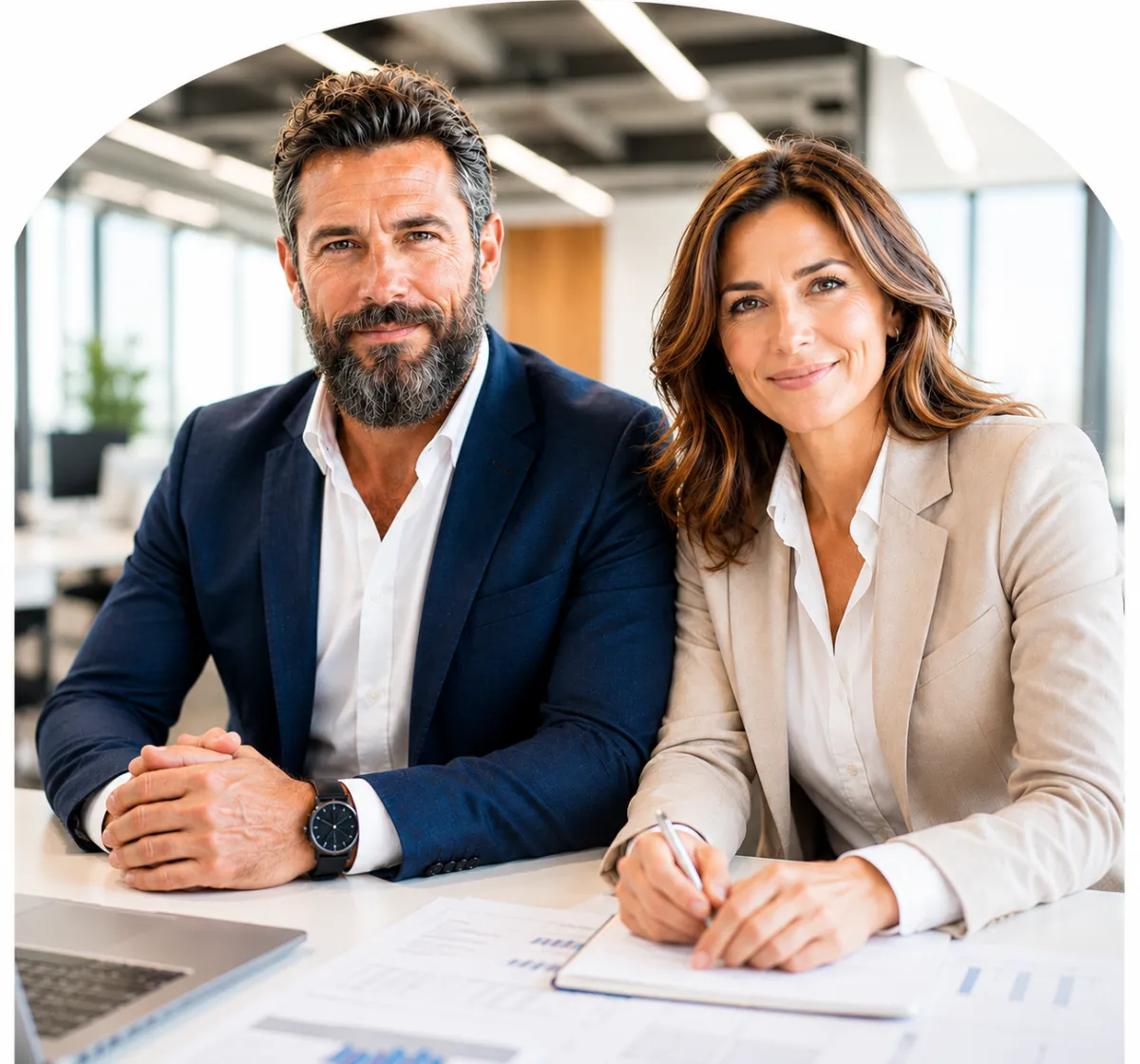 Professional team collaboration in modern office