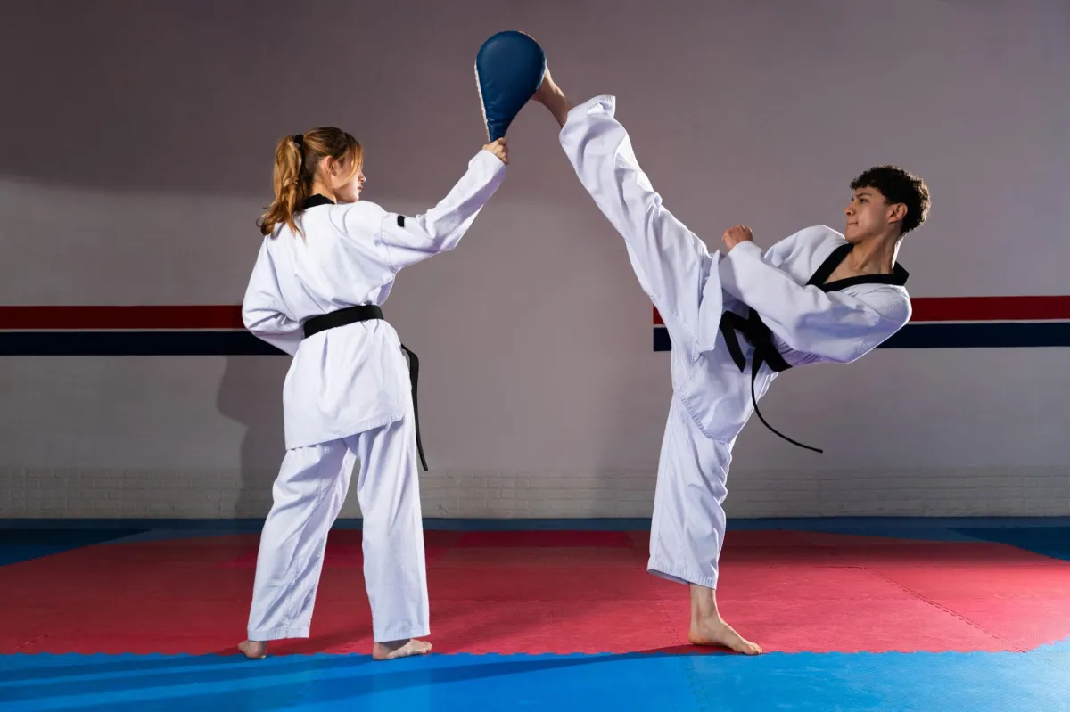 practicing martial arts at Master Kwon's Tae Kwon Do