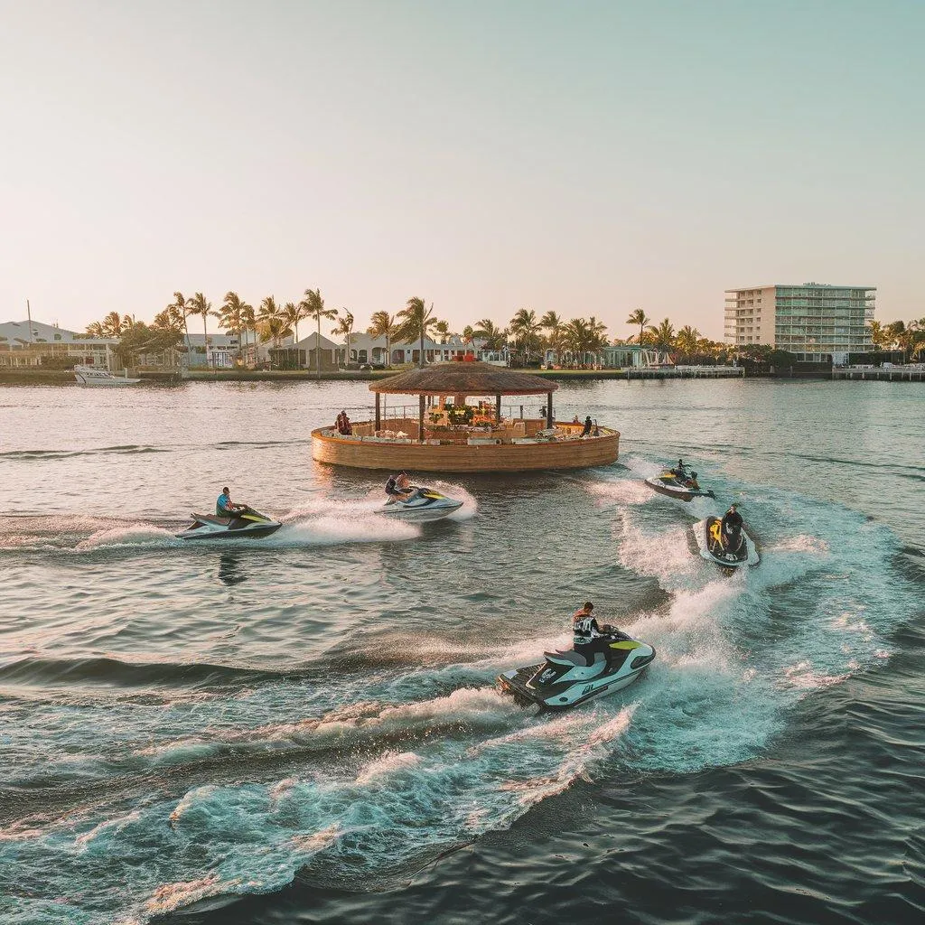 a group of people on a boat in the ocean