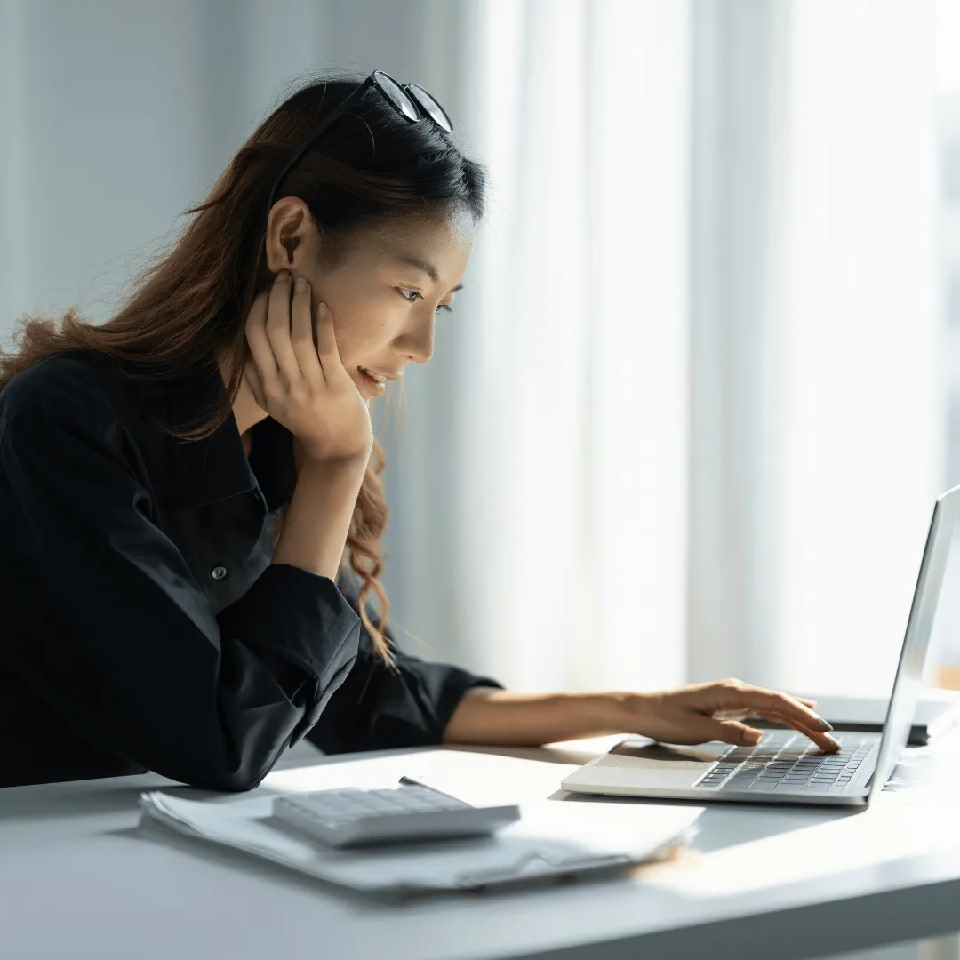 Woman searching debt relief