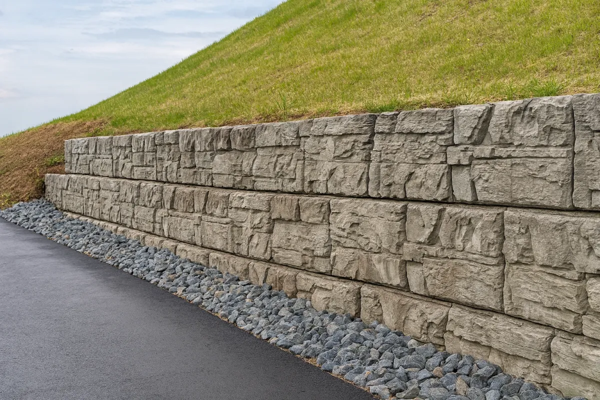 concrete driveway in front of the black house