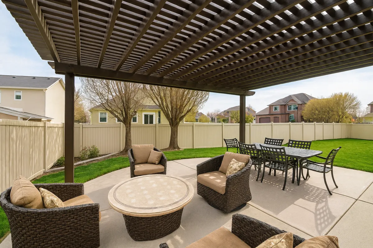 concrete driveway in front of the black house