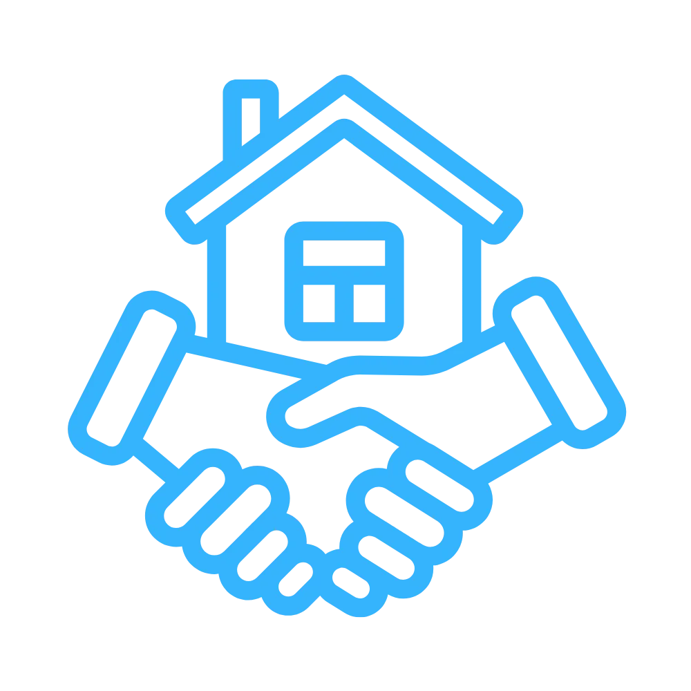 Handshake and house icon showing De Luca Construction is a family-owned local business serving the Coopersburg area