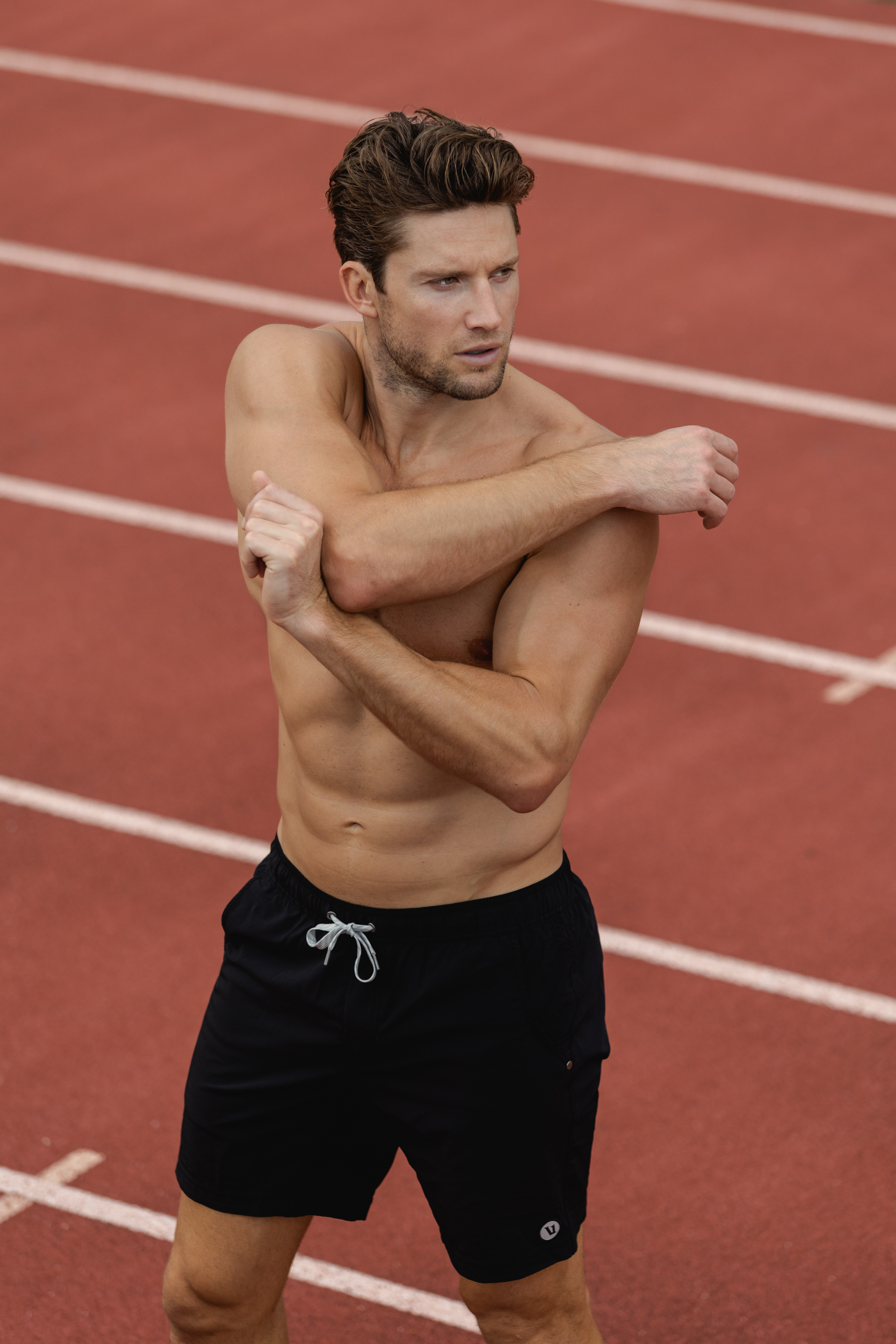 Realistic side-by-side of a leaner, stronger male physique over 16 weeks