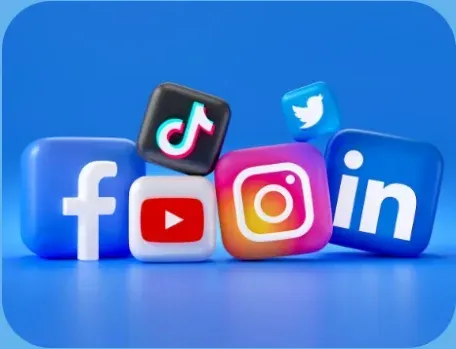 Image of squares with Social Media logos on them