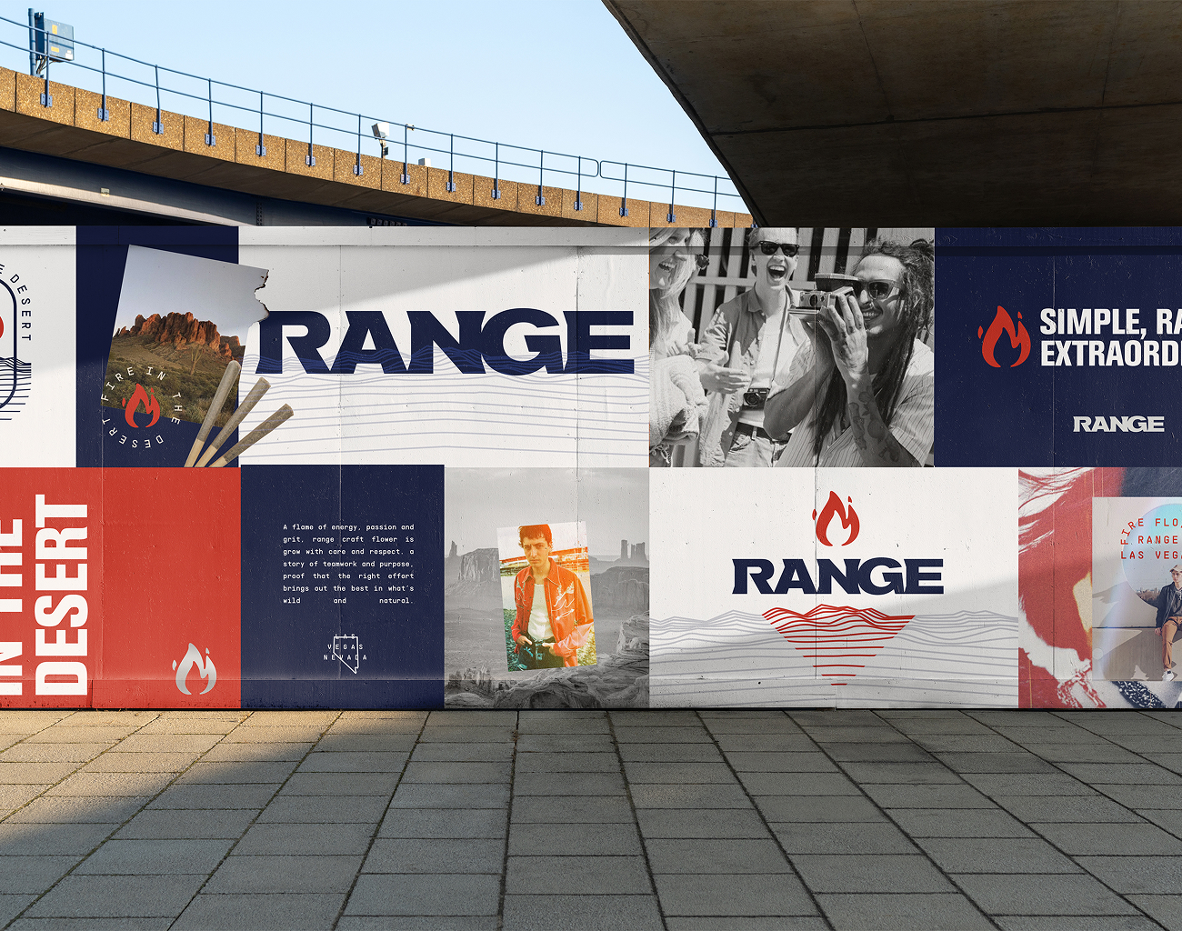 Range Cannabis branding mock up wheatpaste