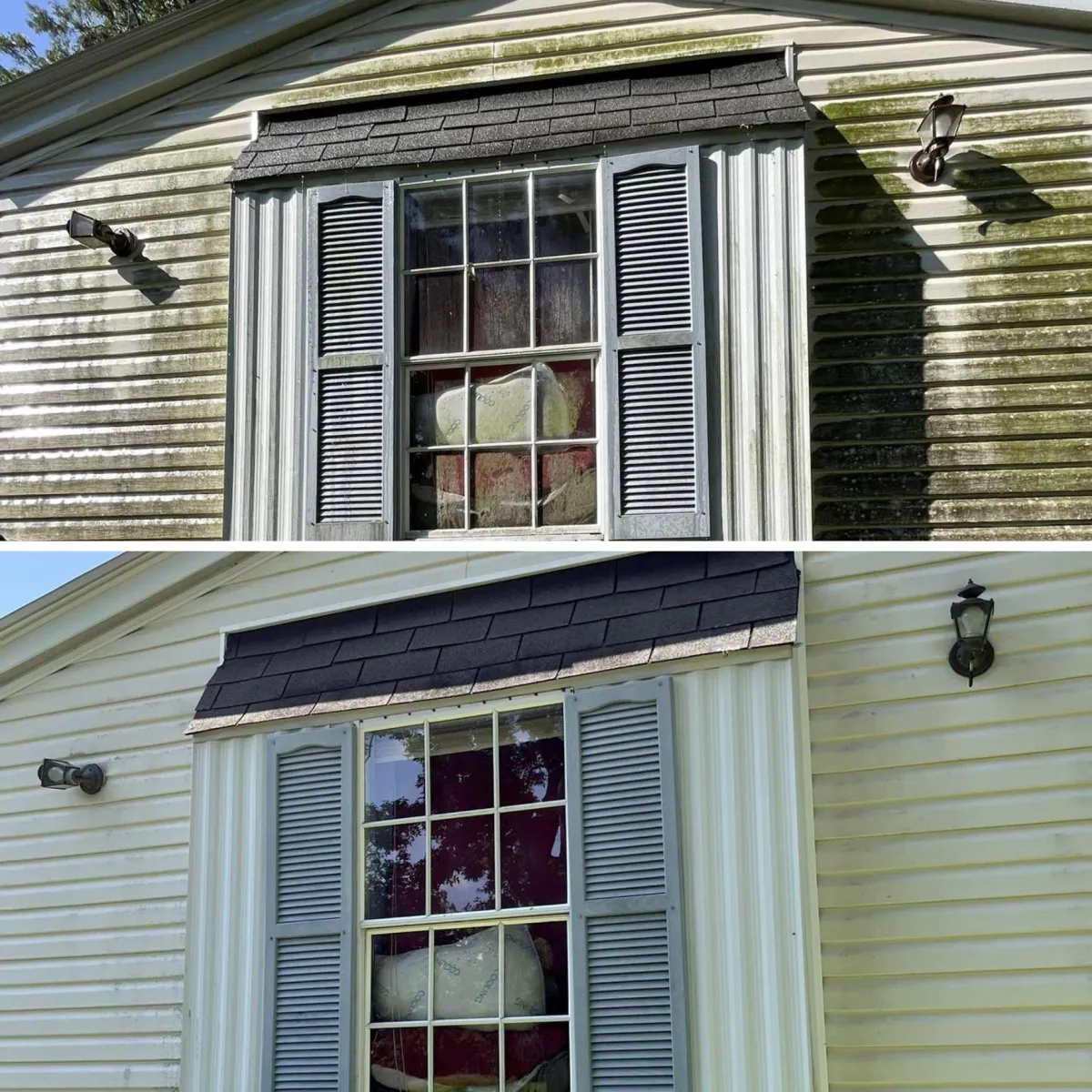 before and after pressure wash house